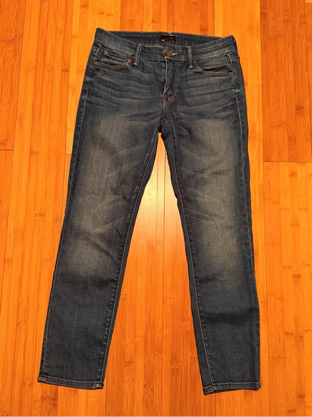 Mother The Looker Crop Jeans Cry of the Peacock Blue Mid Rise Size 26